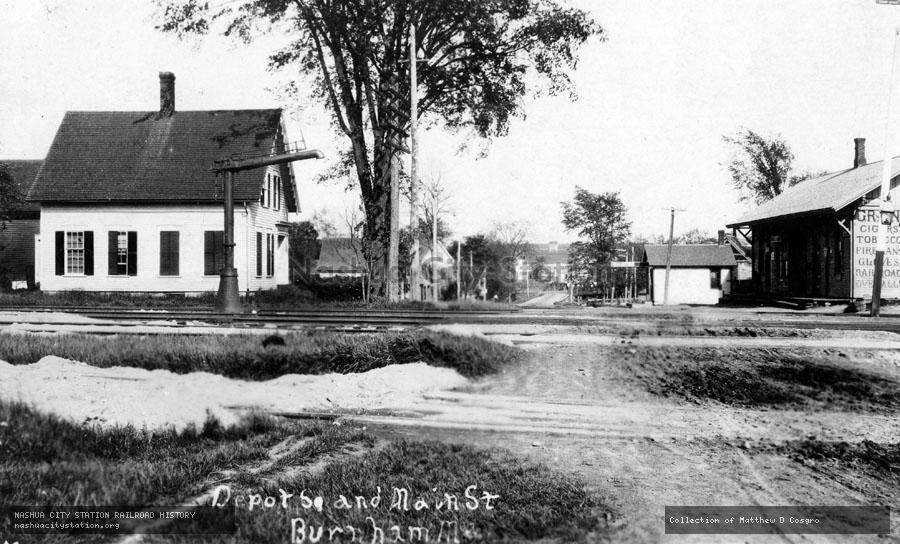 Postcard: Depot Square and Main Street, Burnham, Maine